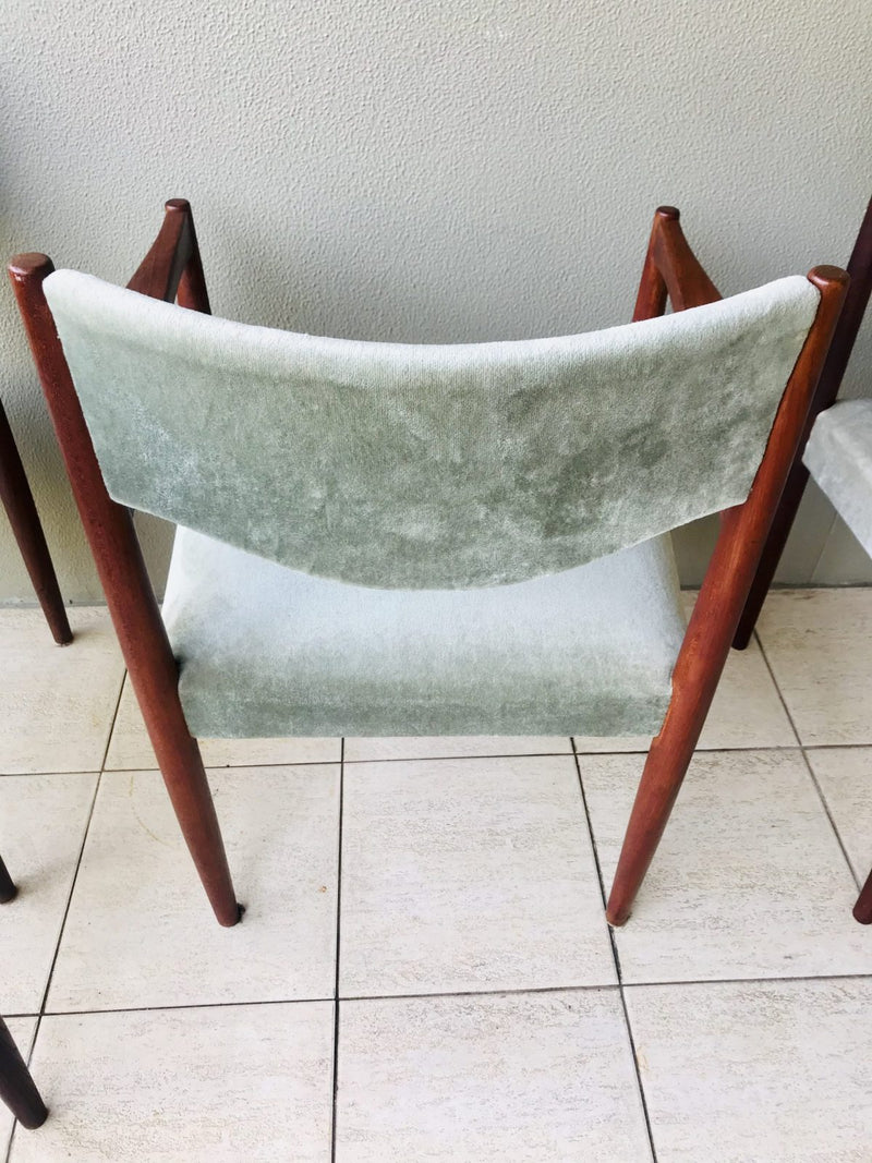 Parker mcm authentic 6x dining chairs velour velvet light teal