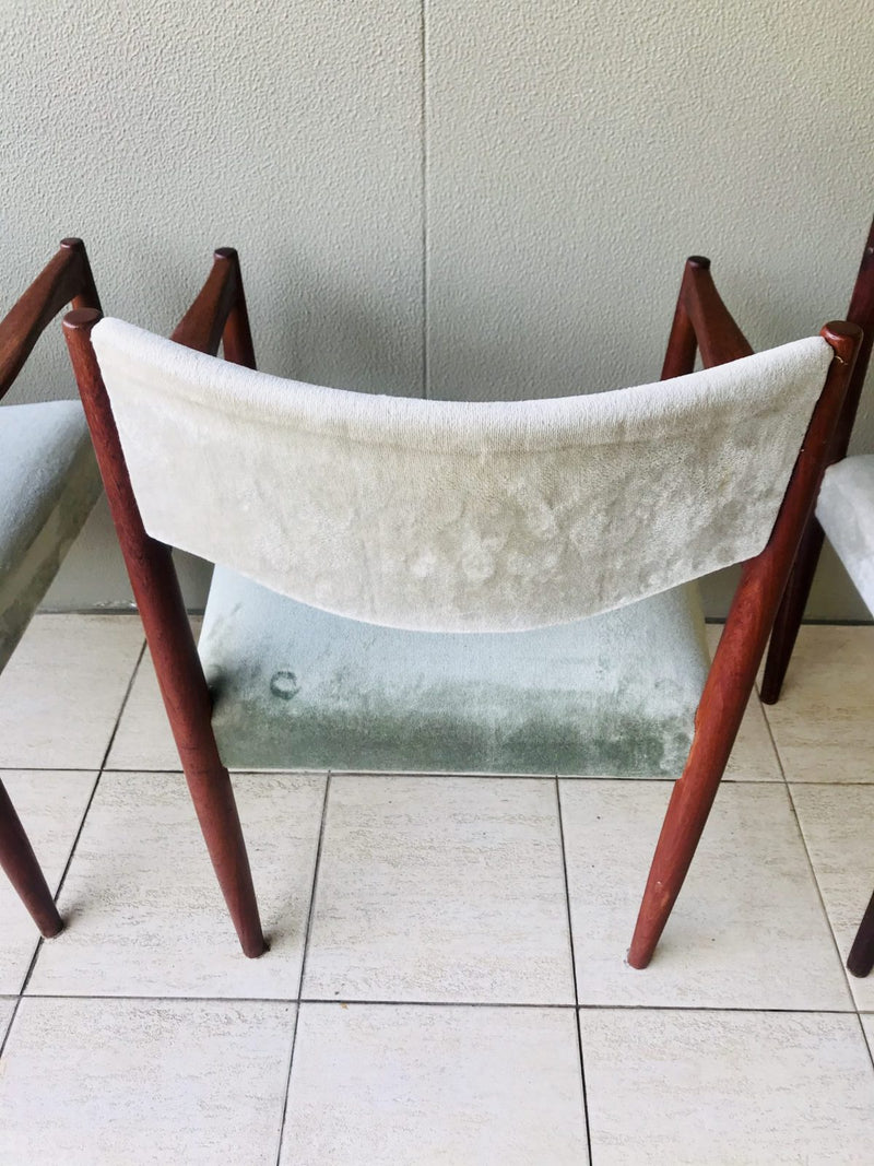 Parker mcm authentic 6x dining chairs velour velvet light teal