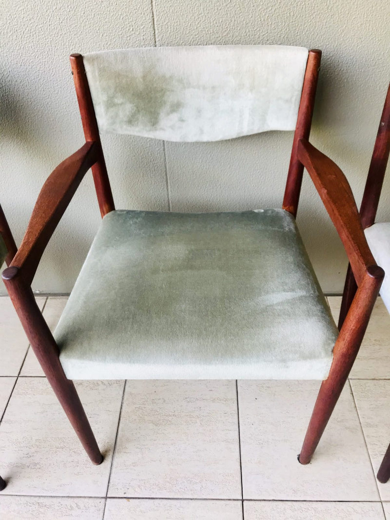 Parker mcm authentic 6x dining chairs velour velvet light teal