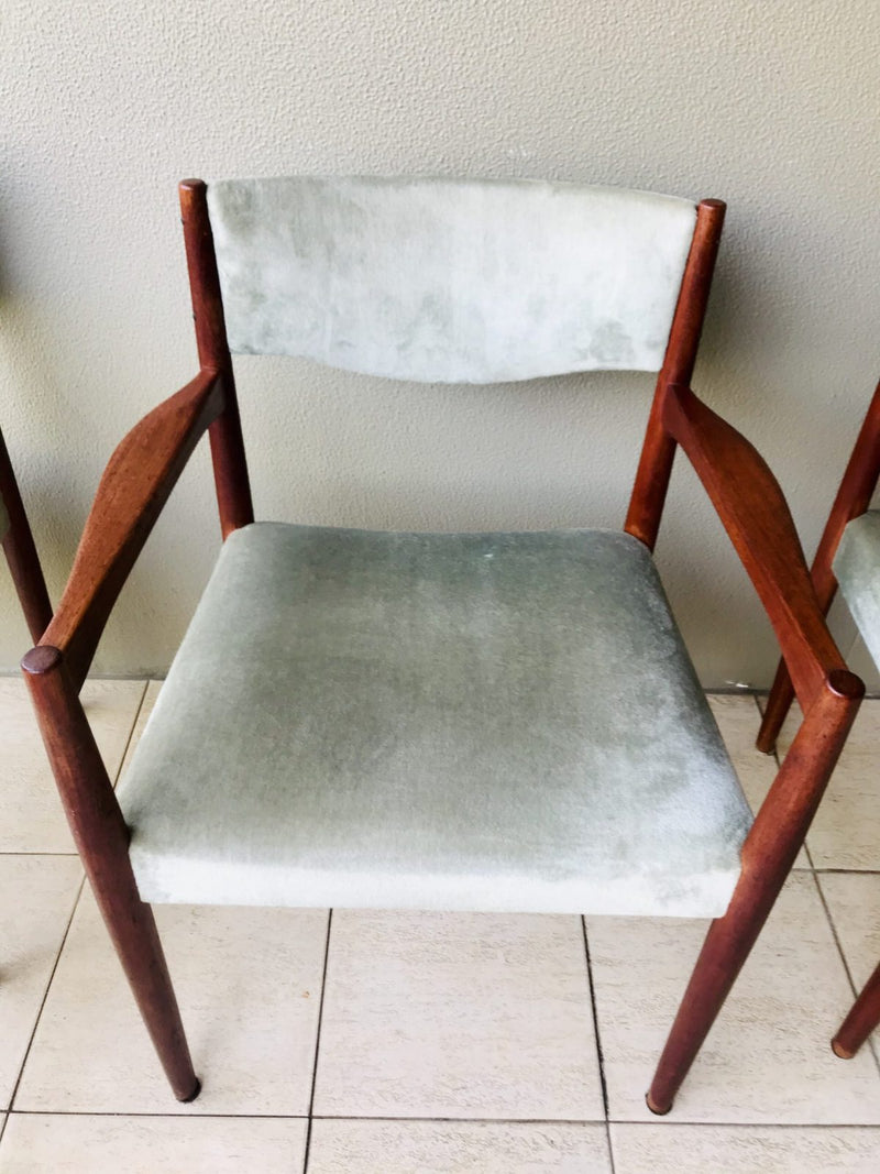 Parker mcm authentic 6x dining chairs velour velvet light teal