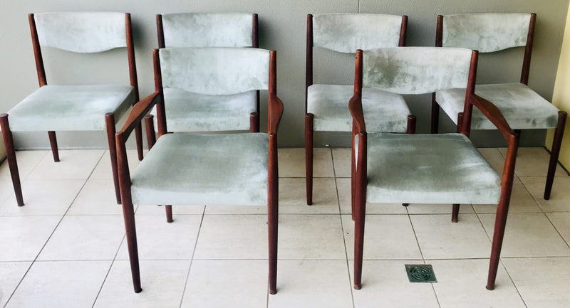 Parker mcm authentic 6x dining chairs velour velvet light teal