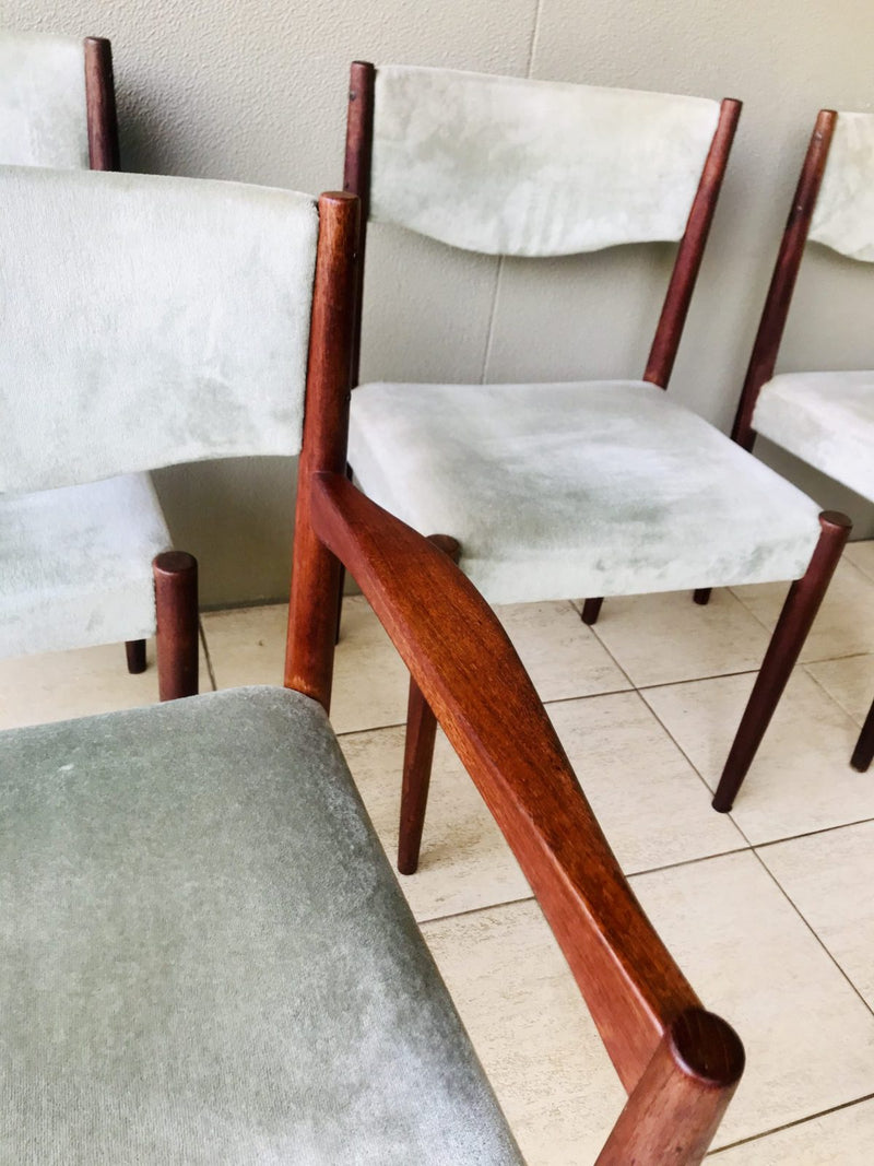Parker mcm authentic 6x dining chairs velour velvet light teal