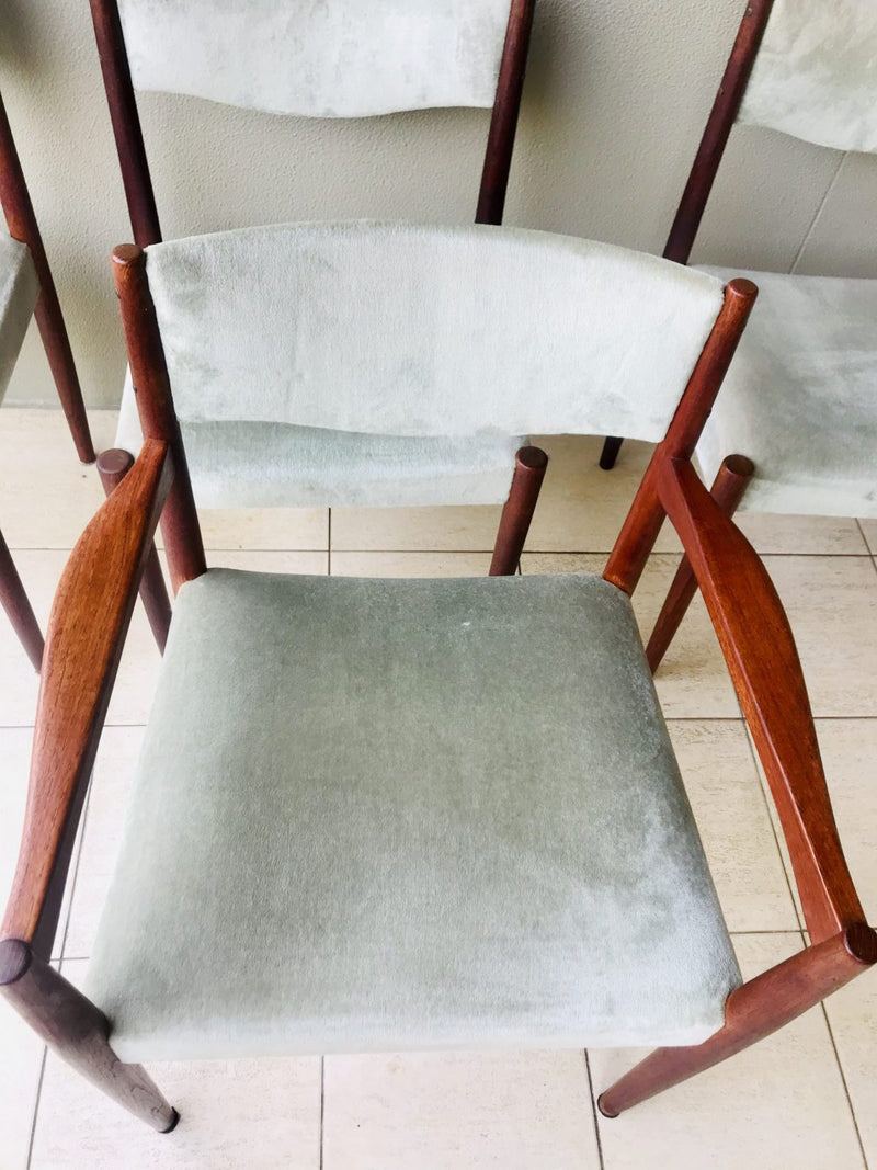 Parker mcm authentic 6x dining chairs velour velvet light teal
