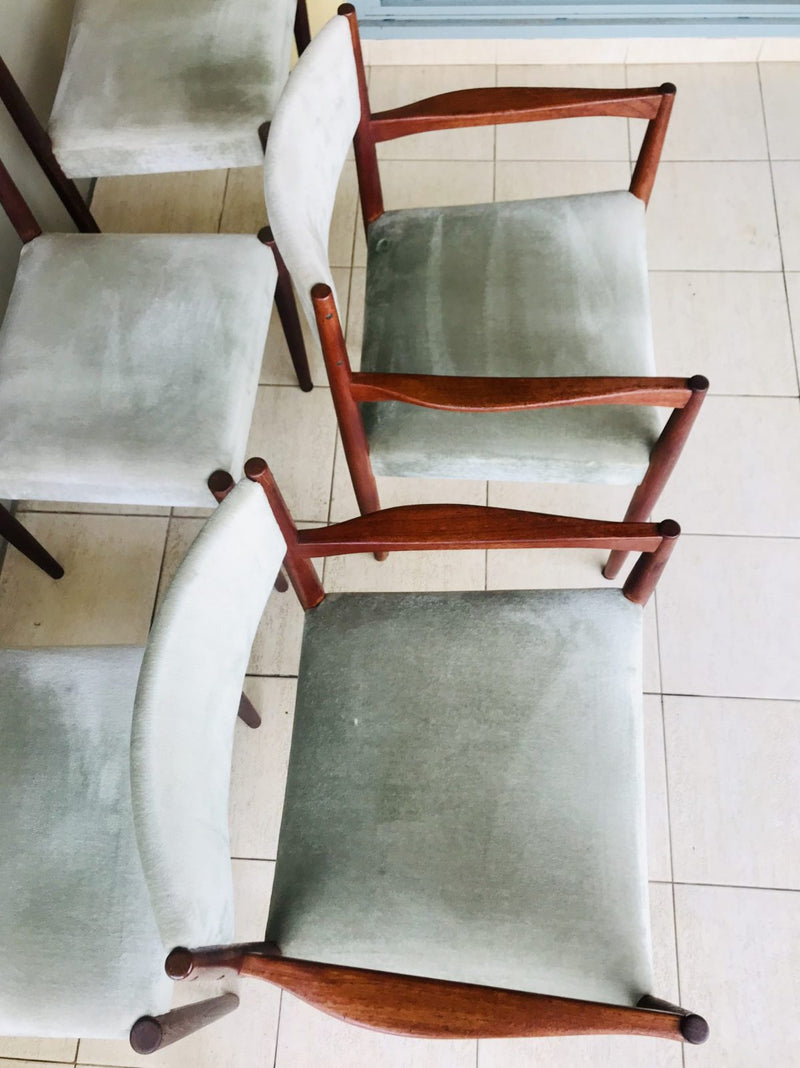 Parker mcm authentic 6x dining chairs velour velvet light teal