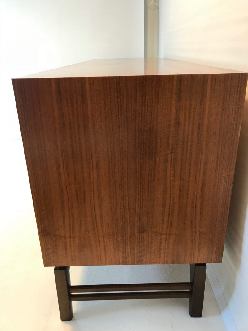 Rudowski mcm walnut veneer sideboard 4 door cabinet rare vintage retro