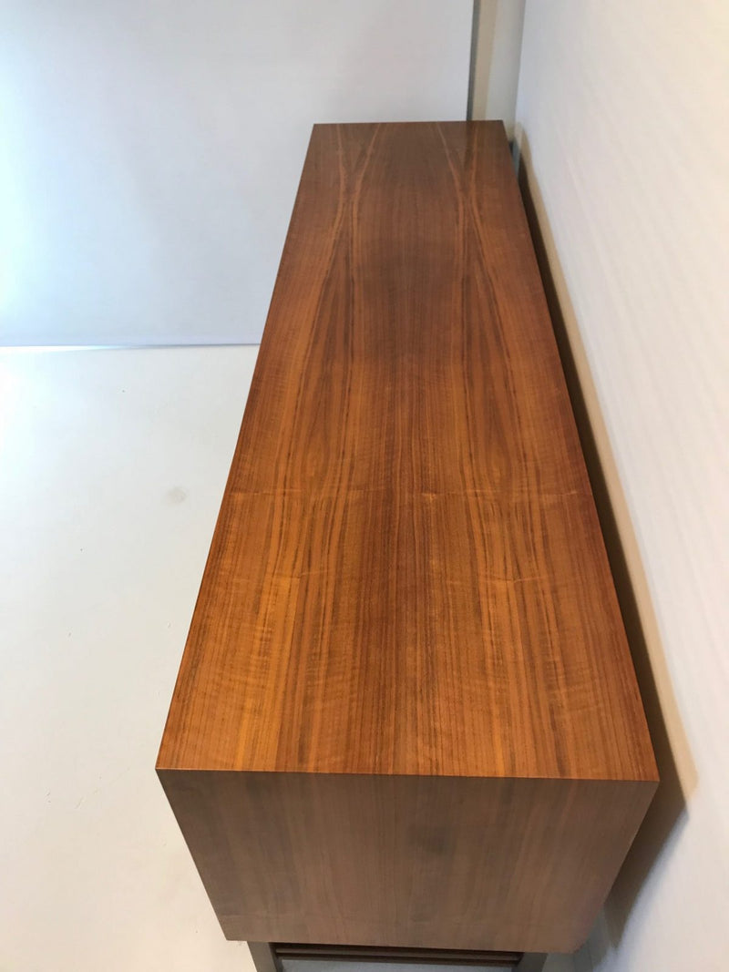 Rudowski mcm walnut veneer sideboard 4 door cabinet rare vintage retro