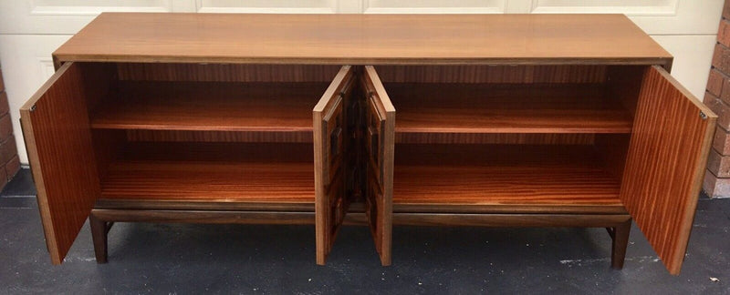 Rudowski mcm walnut veneer sideboard 4 door cabinet rare vintage retro
