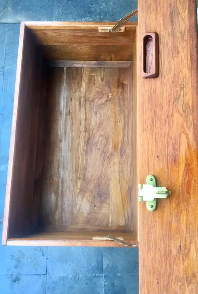 Vintage solid wood trunk chest Parker Chiswel Fler style