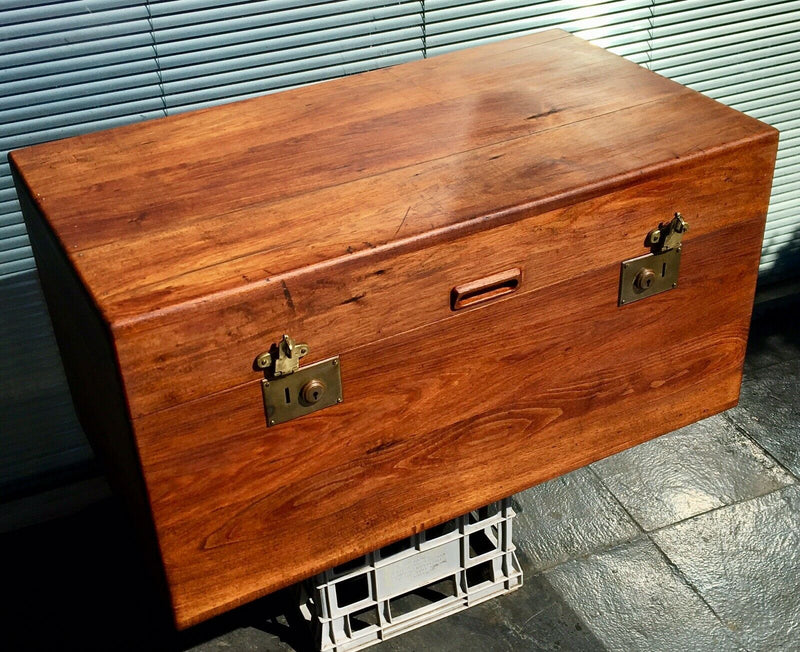 Vintage solid wood trunk chest Parker Chiswel Fler style