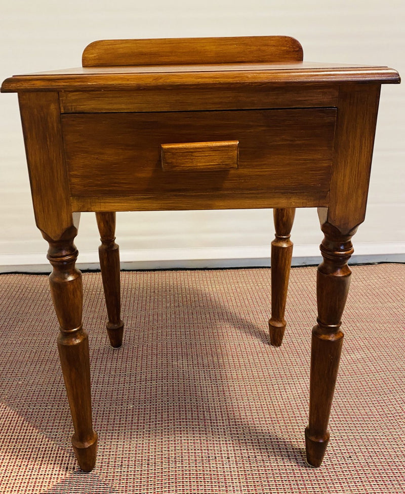 Vintage antique bedside table Baroque trumpet legs Mahogany Oak