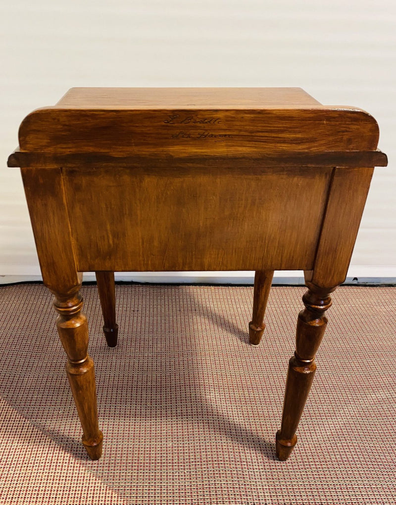 Vintage antique bedside table Baroque trumpet legs Mahogany Oak