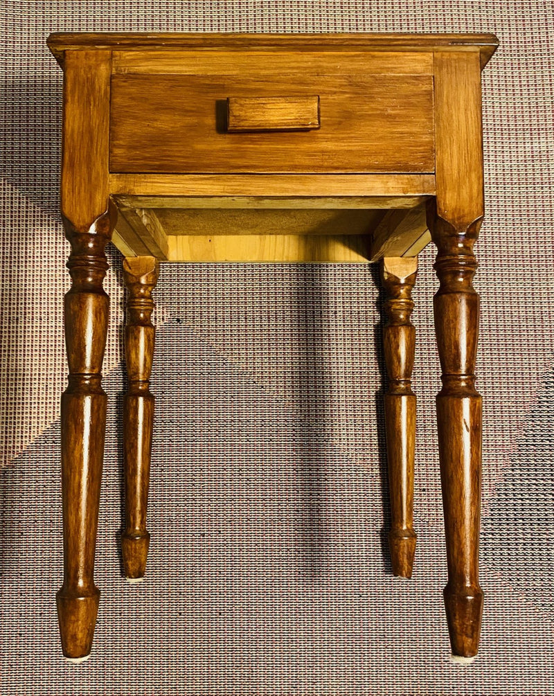Vintage antique bedside table Baroque trumpet legs Mahogany Oak