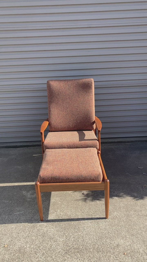 Parker armchair genuine 1960s restored MCM matching ottoman spice fabric