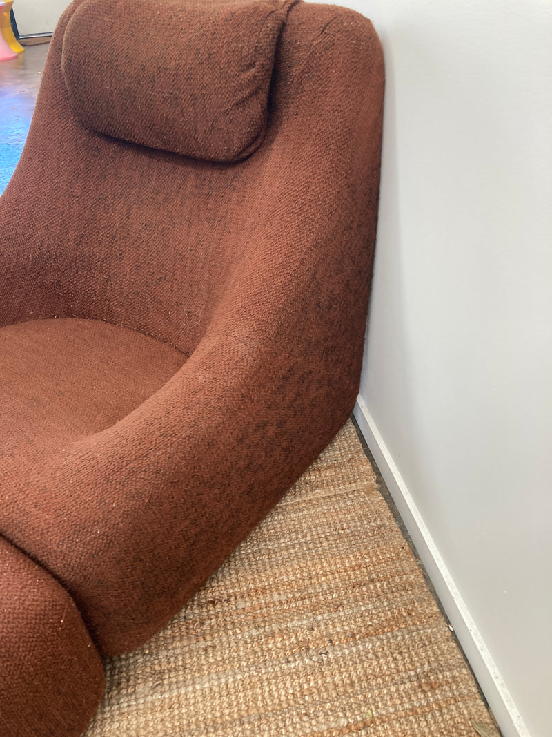 Authentic Featherston Uniroyal Numero 1V IV highback armchair brown boucle matching ottoman