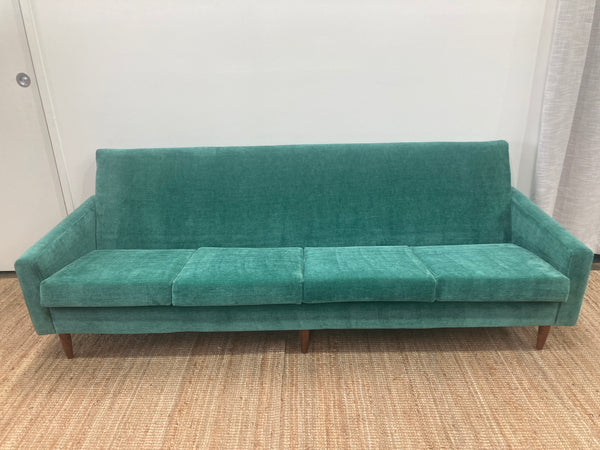 Genuine original Parker 4 seater couch lounge full restoration aqua velvet velour