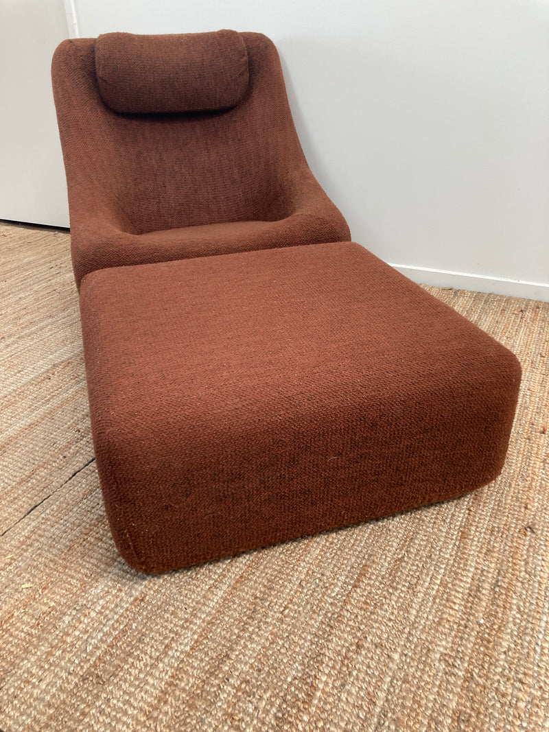 Authentic Featherston Uniroyal Numero 1V IV highback armchair brown boucle matching ottoman
