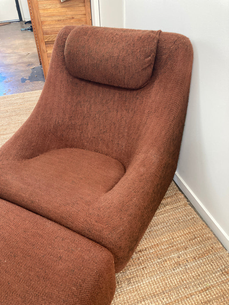 Authentic Featherston Uniroyal Numero 1V IV highback armchair brown boucle matching ottoman