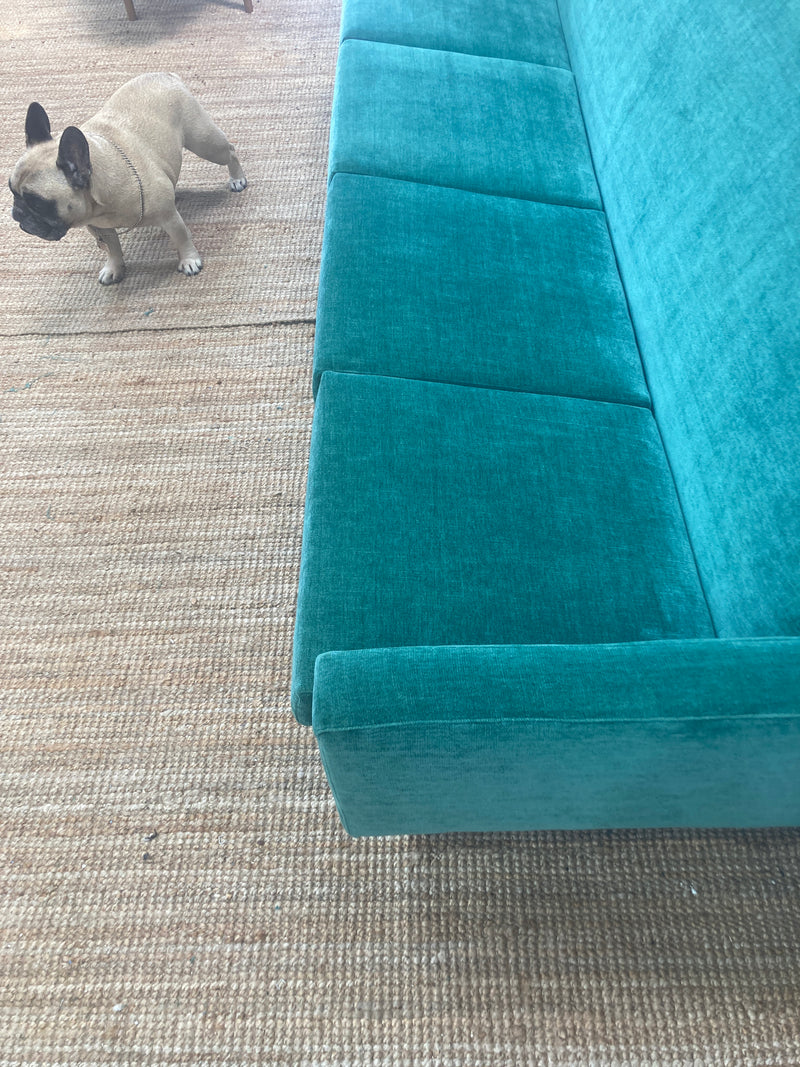 Genuine original Parker 4 seater couch lounge full restoration aqua velvet velour