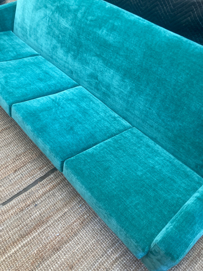 Genuine original Parker 4 seater couch lounge full restoration aqua velvet velour