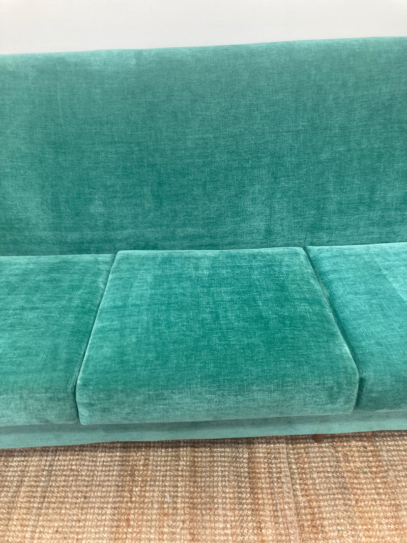 Genuine original Parker 4 seater couch lounge full restoration aqua velvet velour