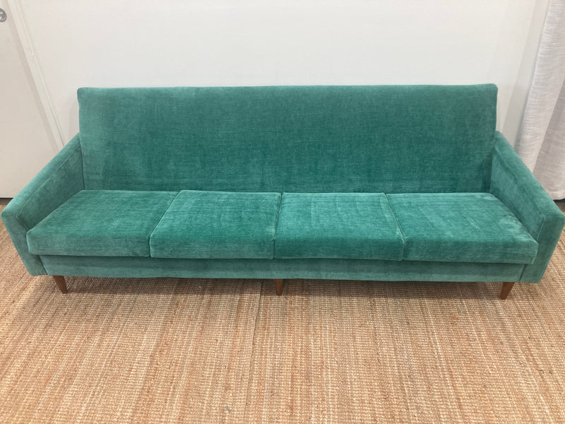 Genuine original Parker 4 seater couch lounge full restoration aqua velvet velour