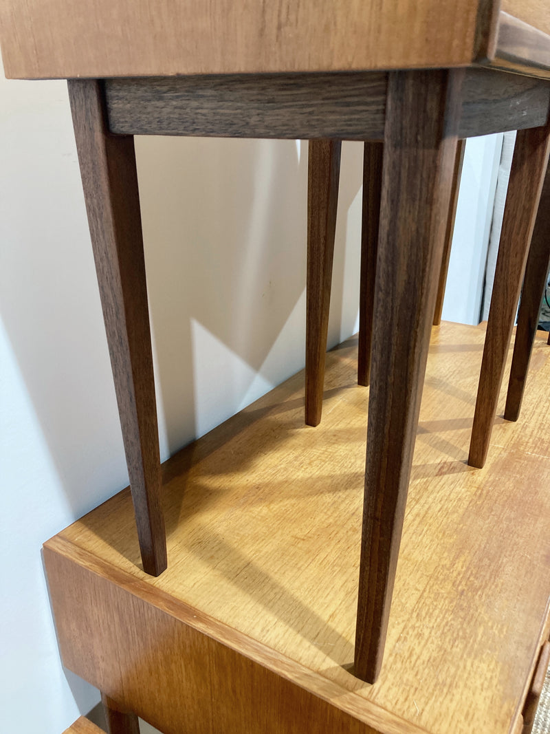 Authentic Parker bedside tables pair 1960s nordic restored teak blackwood