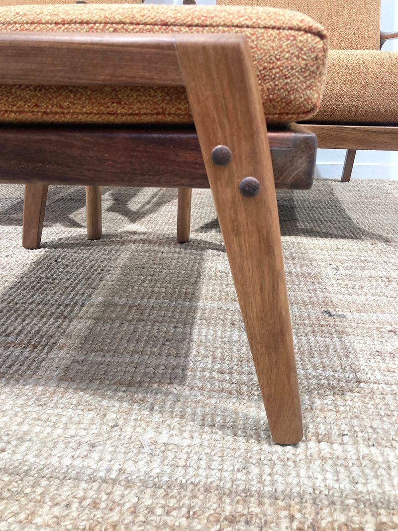 Pre - order: Danish Deluxe paddle high back armchairs Inga restored Zepel fabric boucle teak