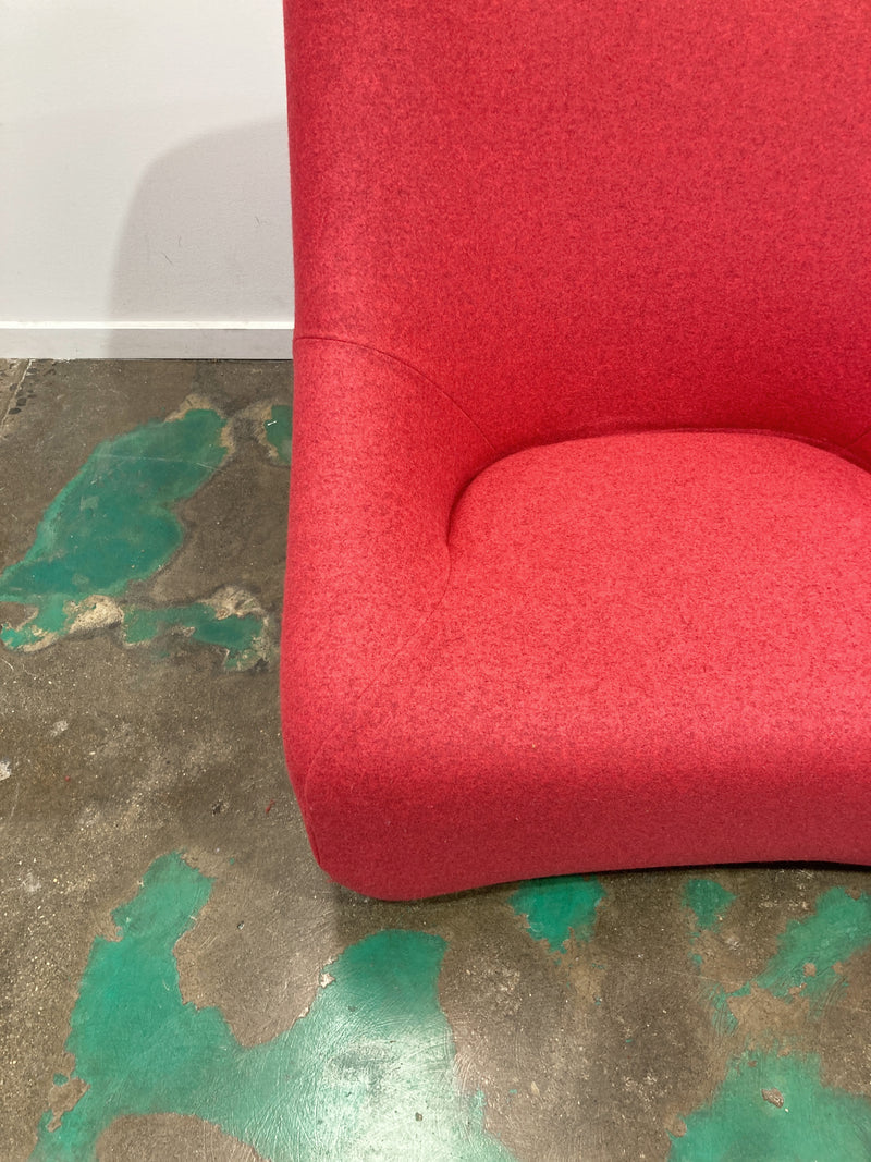 Authentic Featherston Uniroyal Numero 1V IV highback armchair red/pink matching ottoman Kvadrat wool fabric