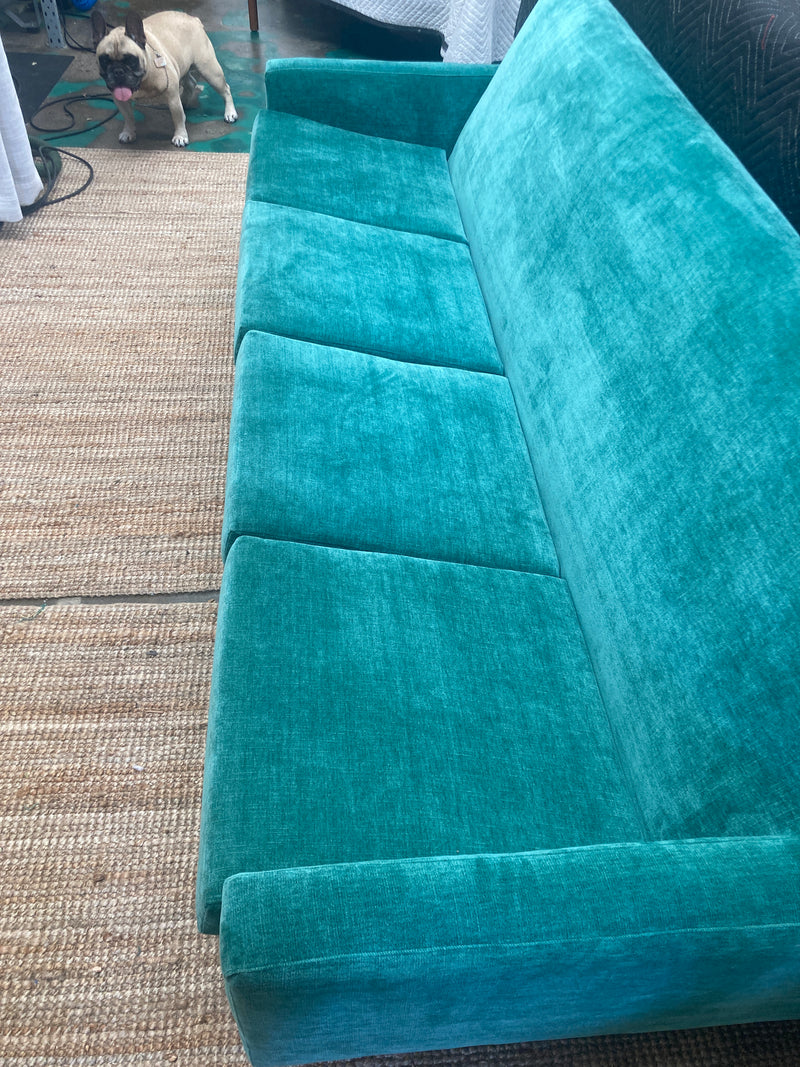 Genuine original Parker 4 seater couch lounge full restoration aqua velvet velour