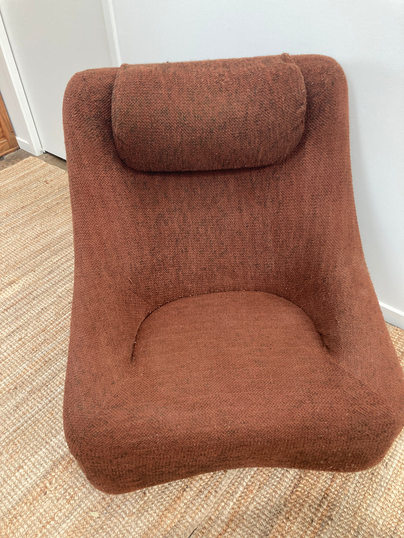 Authentic Featherston Uniroyal Numero 1V IV highback armchair brown boucle matching ottoman