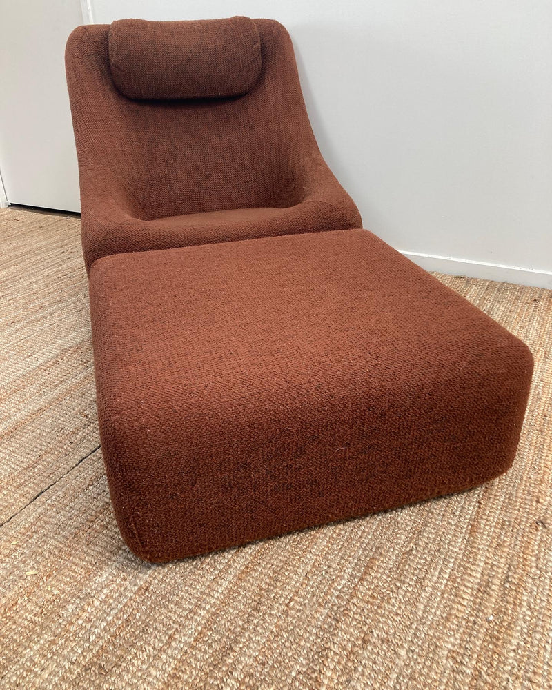 Authentic Featherston Uniroyal Numero 1V IV highback armchair brown boucle matching ottoman