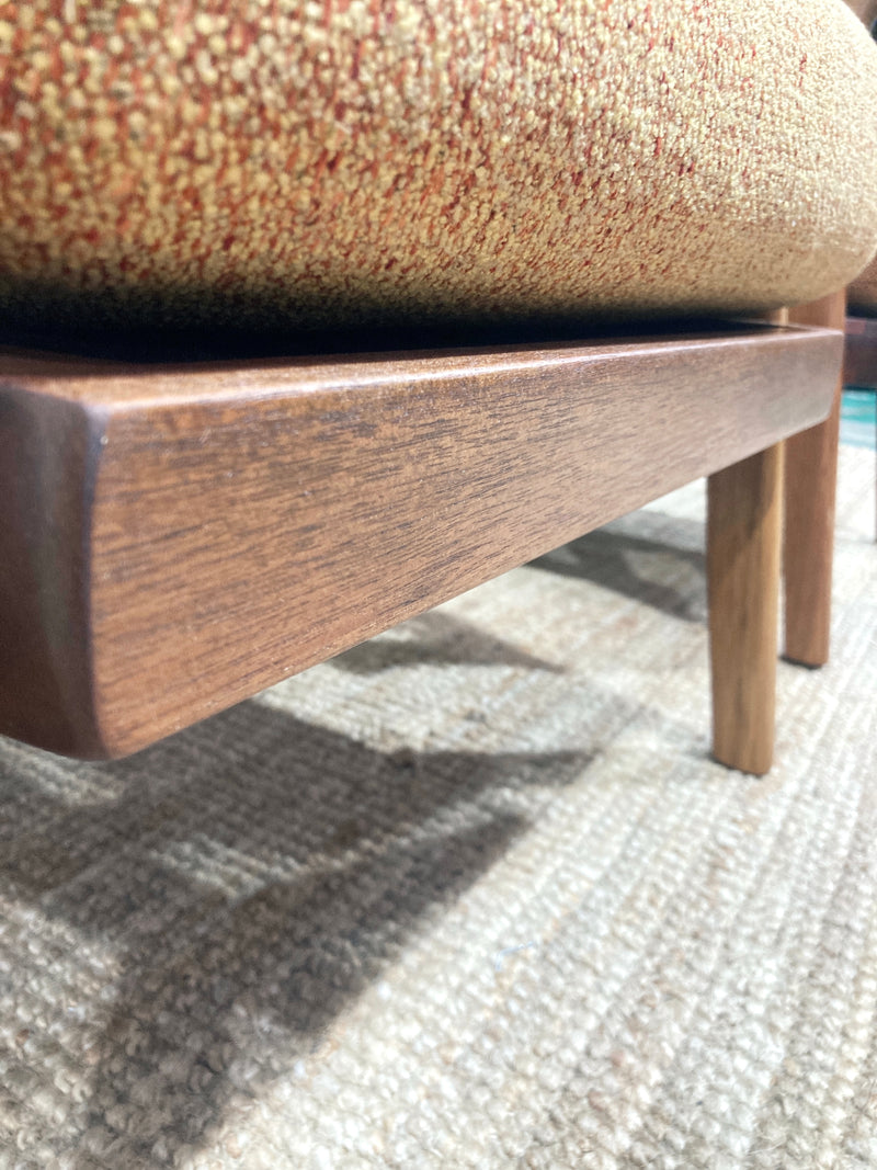 Pre - order: Danish Deluxe paddle high back armchairs Inga restored Zepel fabric boucle teak