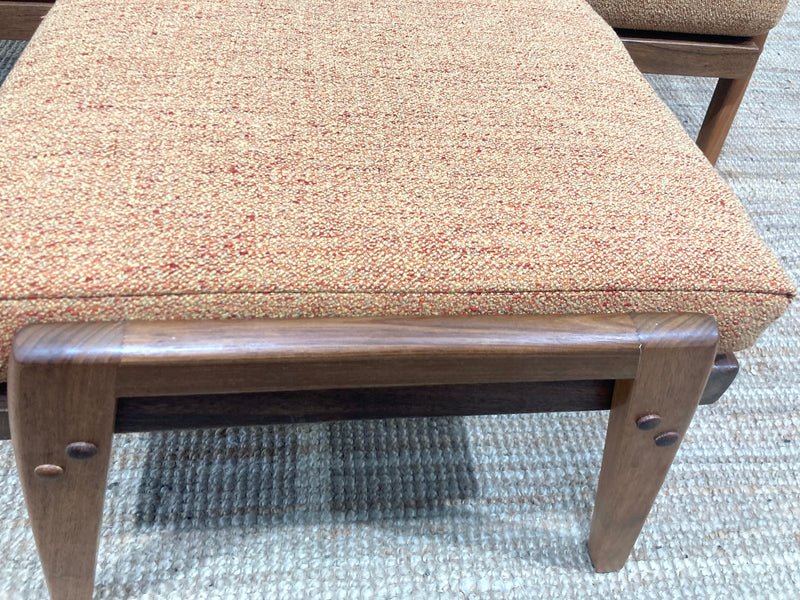 Pre - order: Danish Deluxe paddle high back armchairs Inga restored Zepel fabric boucle teak