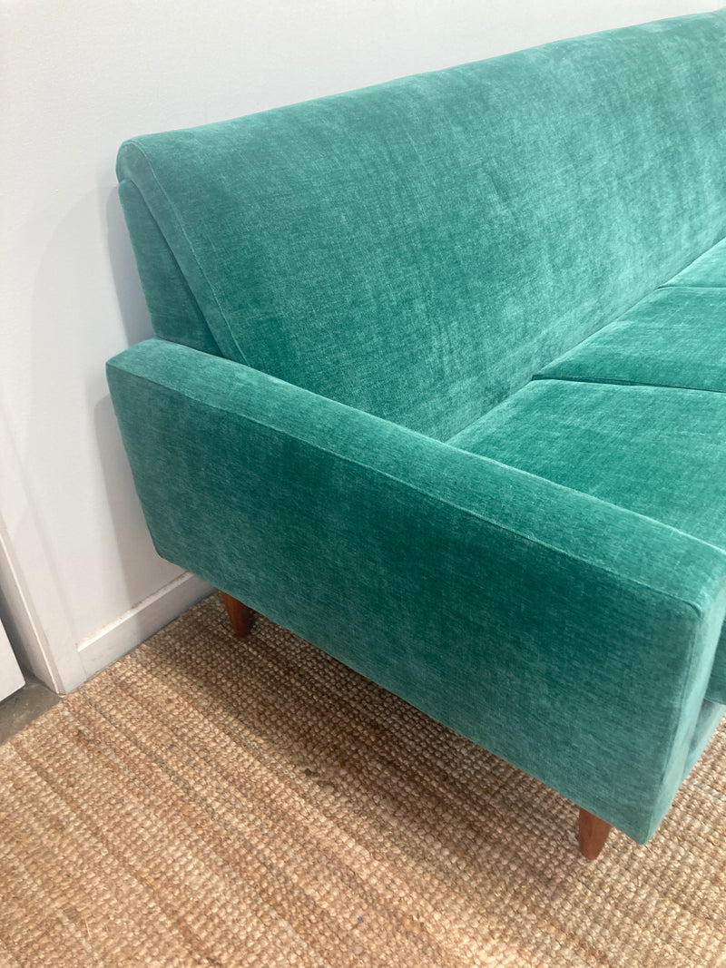 Genuine original Parker 4 seater couch lounge full restoration aqua velvet velour