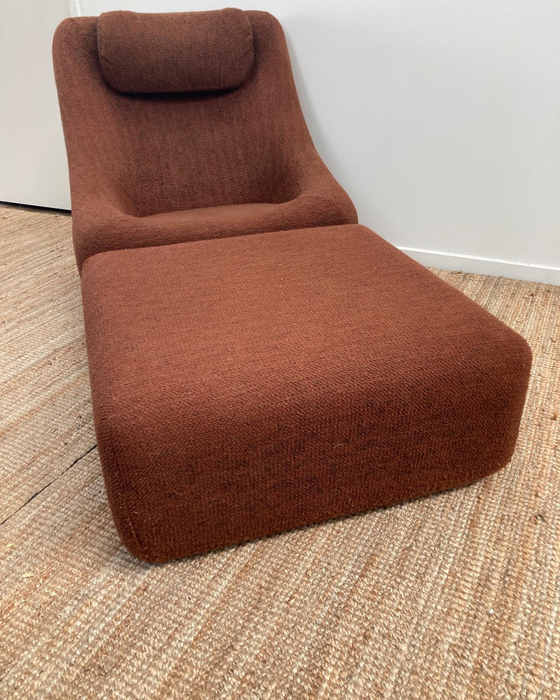 Authentic Featherston Uniroyal Numero 1V IV highback armchair brown boucle matching ottoman