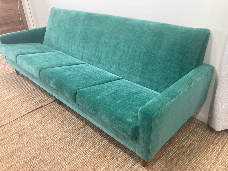Genuine original Parker 4 seater couch lounge full restoration aqua velvet velour