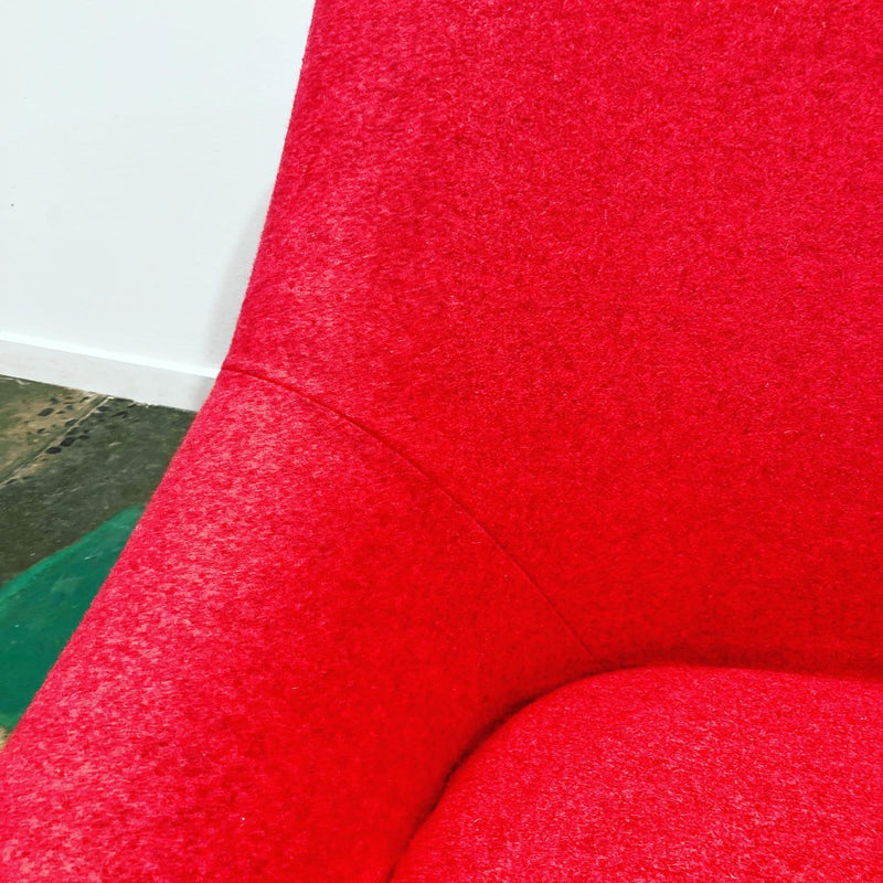 Authentic Featherston Uniroyal Numero 1V IV highback armchair red/pink matching ottoman Kvadrat wool fabric