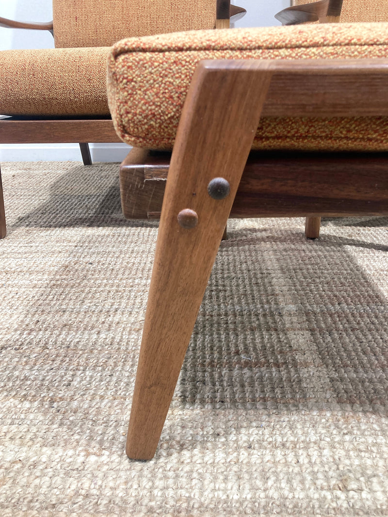 Pre - order: Danish Deluxe paddle high back armchairs Inga restored Zepel fabric boucle teak