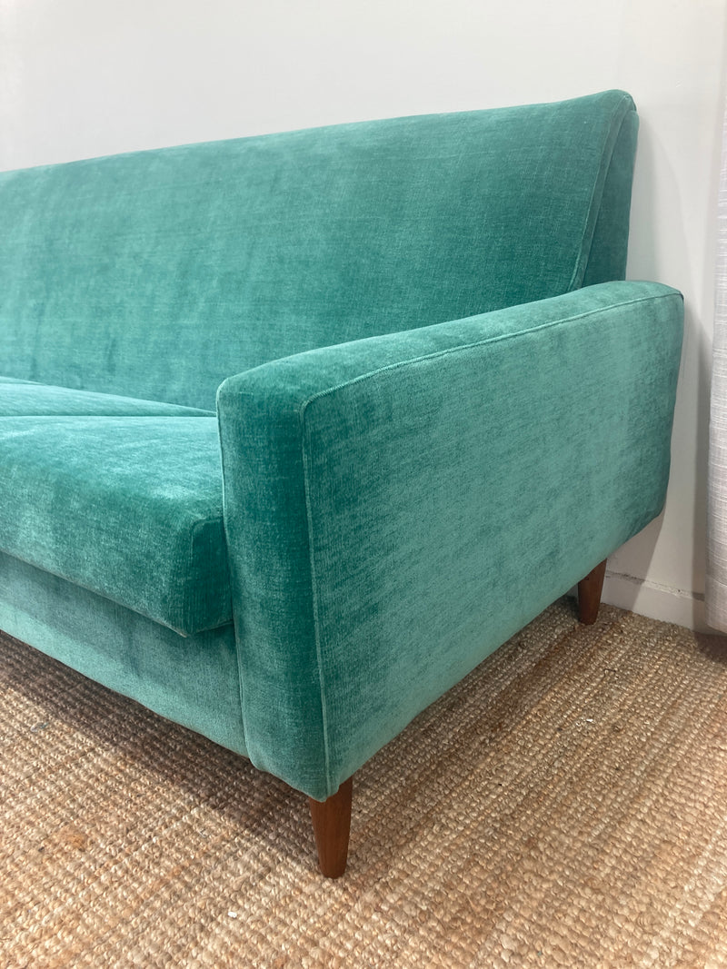 Genuine original Parker 4 seater couch lounge full restoration aqua velvet velour