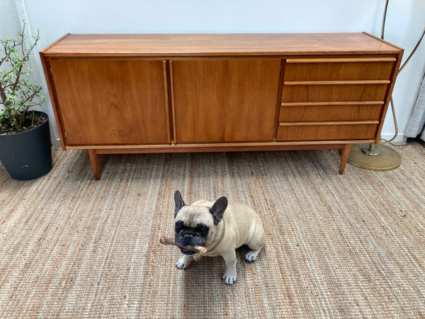 Authentic Parker sideboard lip 3 door 1960s teak buffet restored mcm credenza