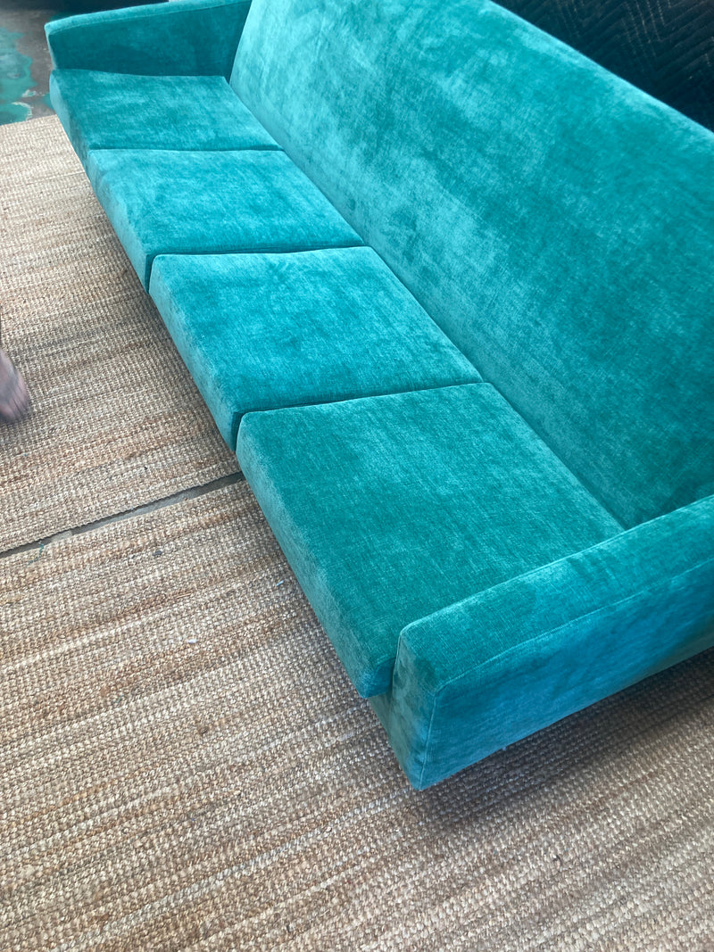Genuine original Parker 4 seater couch lounge full restoration aqua velvet velour