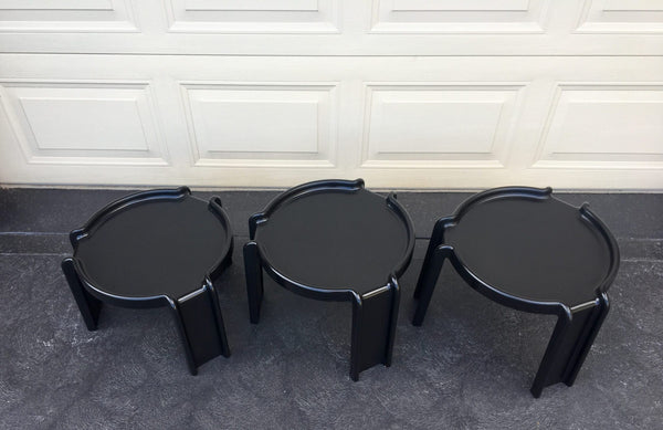 Kartell Binasco Italy Nest of 3 retro nest of tables black