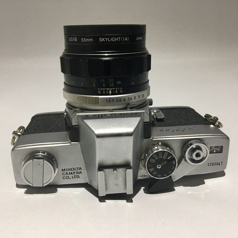 Minolta film 35mm camera SRT 101 with 3 lenses & accessories Japan