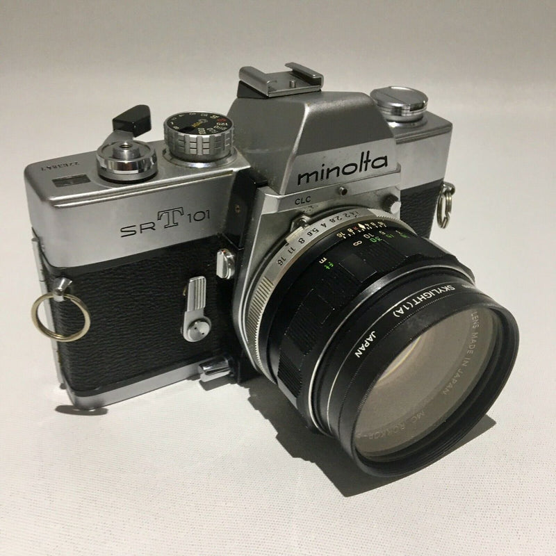 Minolta film 35mm camera SRT 101 with 3 lenses & accessories Japan