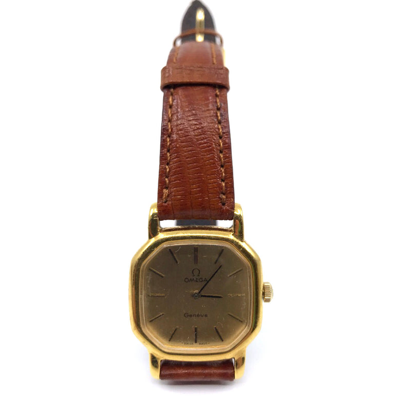 Omega Geneve gold plated hand wind ladies womens watch original box 9ct gold lugs Cal 625 17 Jewels