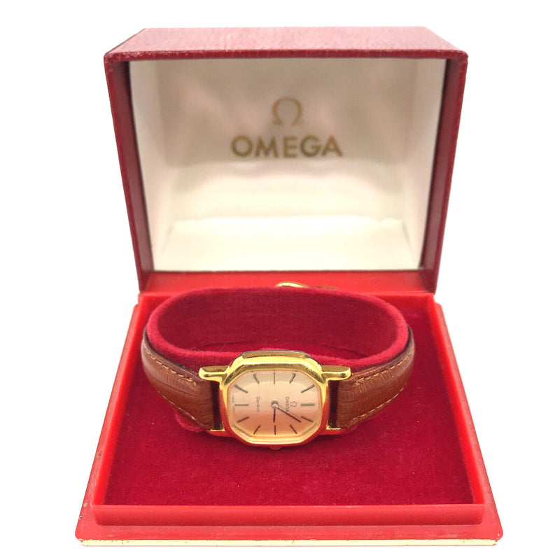 Omega Geneve gold plated hand wind ladies womens watch original box 9ct gold lugs Cal 625 17 Jewels