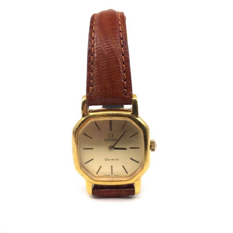 Omega Geneve gold plated hand wind ladies womens watch original box 9ct gold lugs Cal 625 17 Jewels
