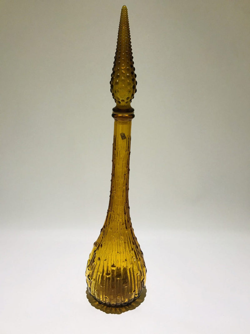Amber Orange genie bottle 1960s glass mcm vintage Made In Italy