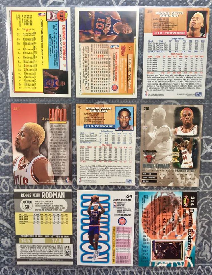 Dennis Rodman nba basketball bulk cards x 25 bulls pistons rare