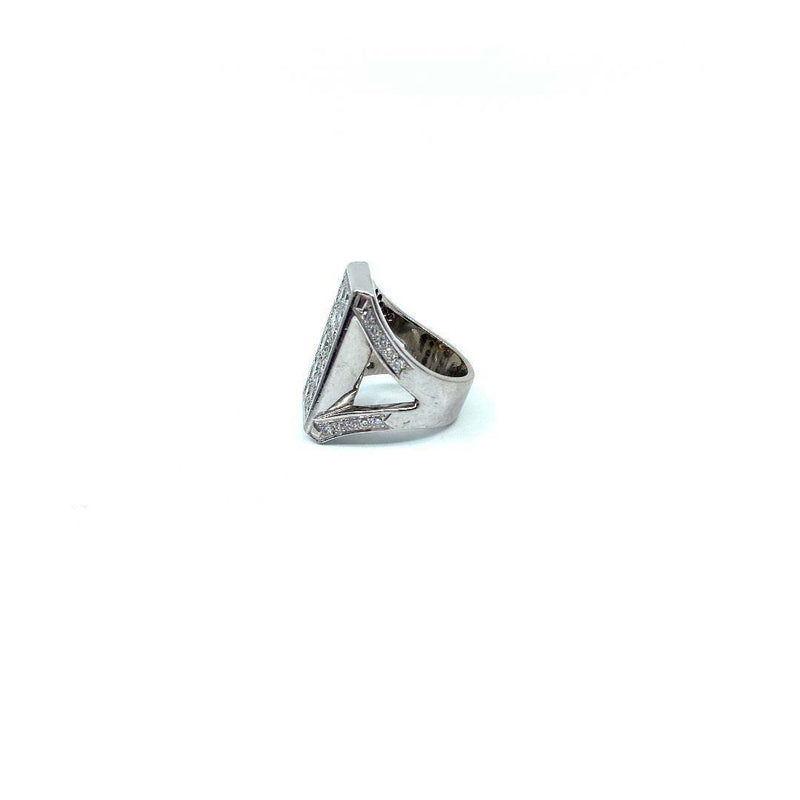 Custom made rectangle unisex 18ct white gold brilliant cut diamonds ring VS